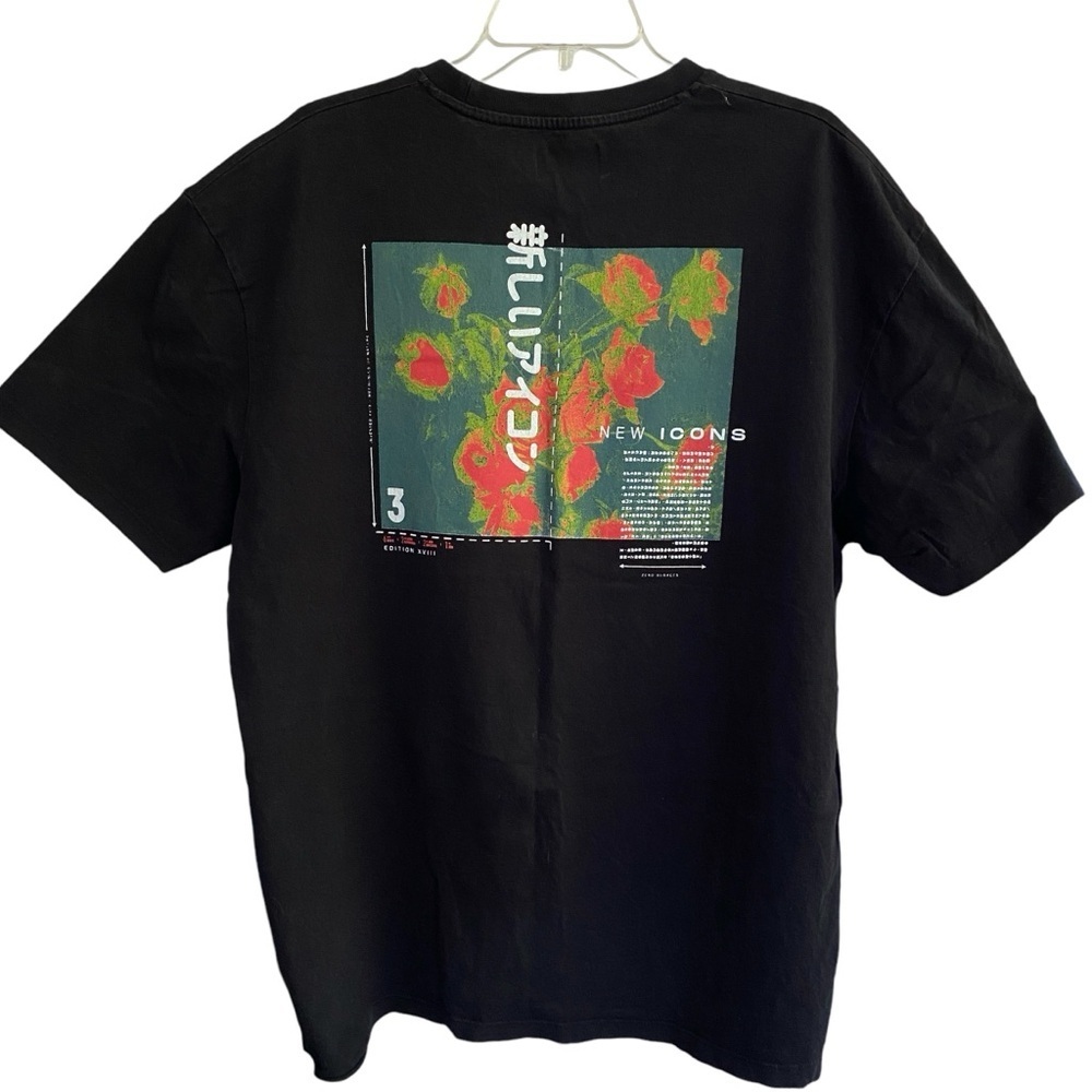 TOPMAN Black New Icons Tee Shirt Mens XL Short Sleeve Japanese Graphic